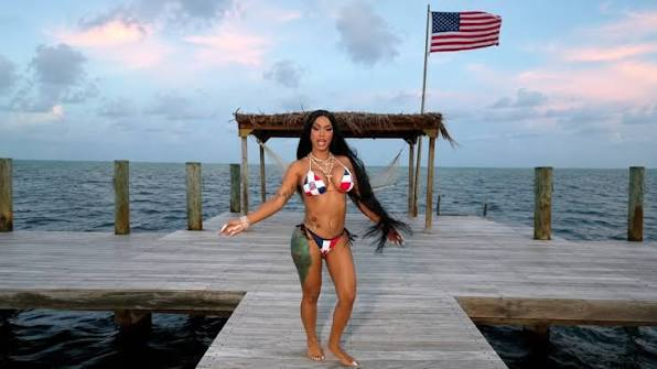 Cardi B Ah Ha single cover art Dominican Republic flag bikini